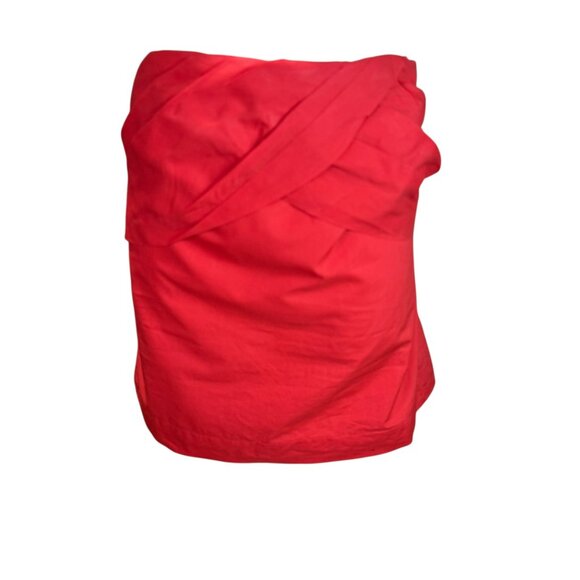 J. CREW Womens Sz 6 Strapless Cross Front Top Fiery Sunset Red - Picture 5 of 5